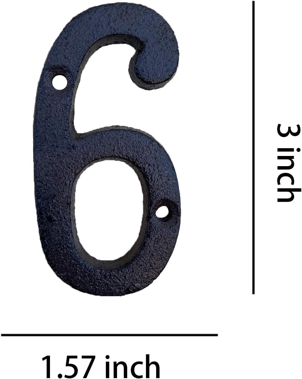House Numbers- 3 Inch Solid Cast Iron Home Address Number or Mailbox Numbers, Number 6