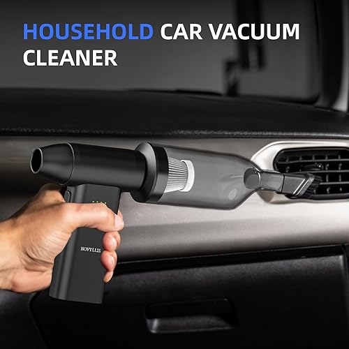 Miniatura 8 de Soplador eléctrico de aire con mini aspirador de 5 velocidades de mano 2 en 1 luz LED inalámbrica USB-C para computadoras, teclados, electrónica,