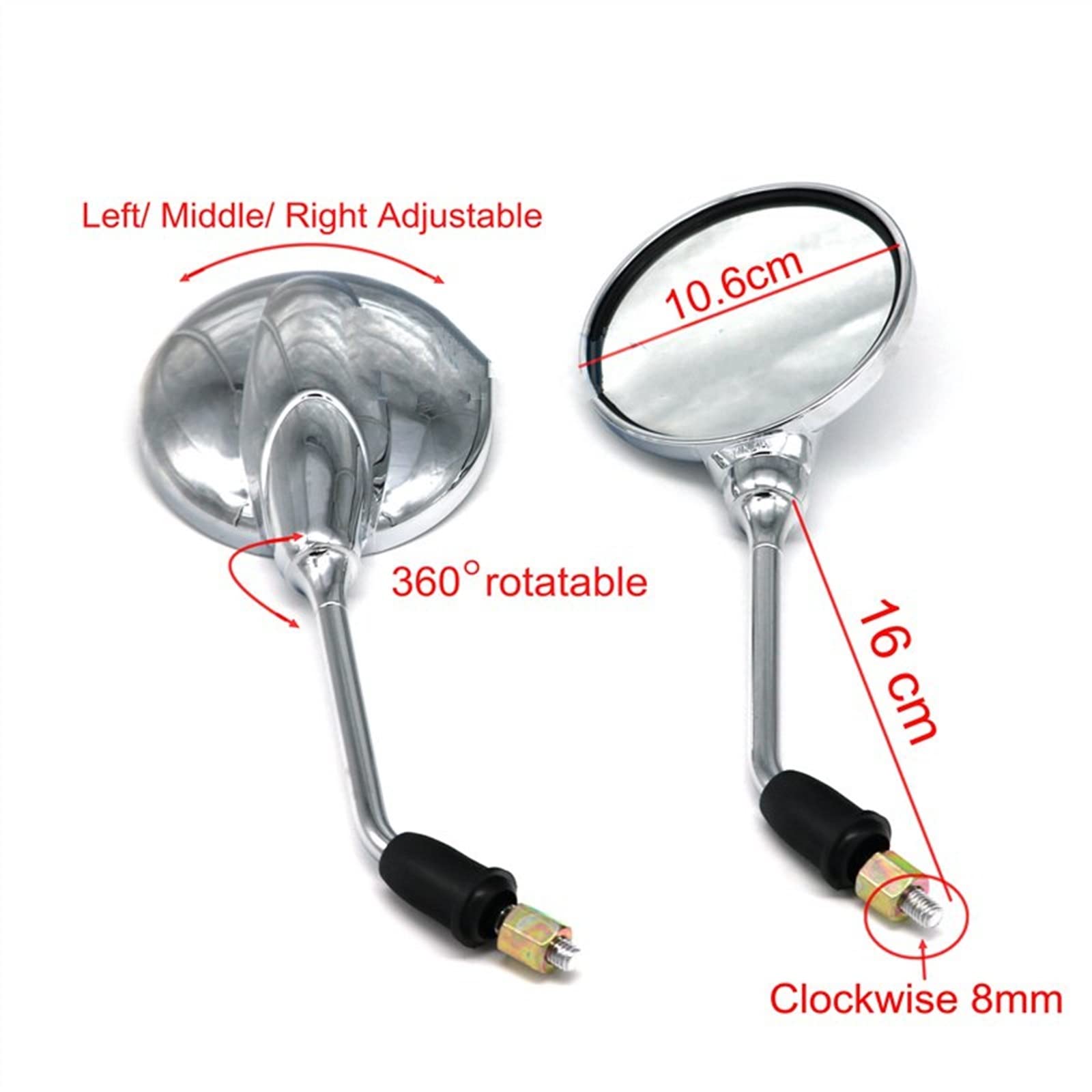 NOCHE Miroir De Moto Scooter Rétroviseurs Latéraux Vélo Électrique Rétroviseur 8mm inversant Le rétroviseur