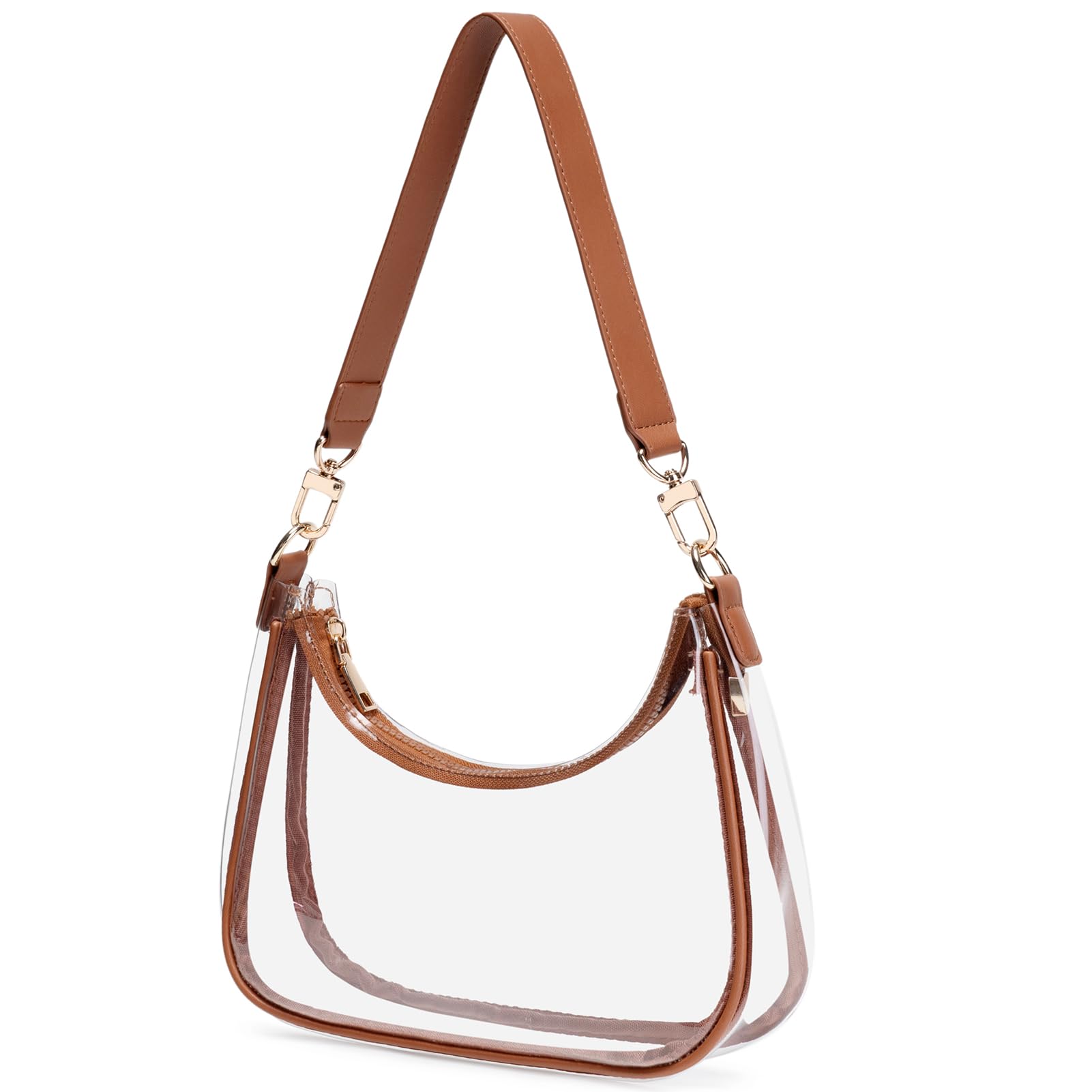 Women's Shoulder Bags Cute Hobo Purses Vintage Handbags, Clear-brown view 2