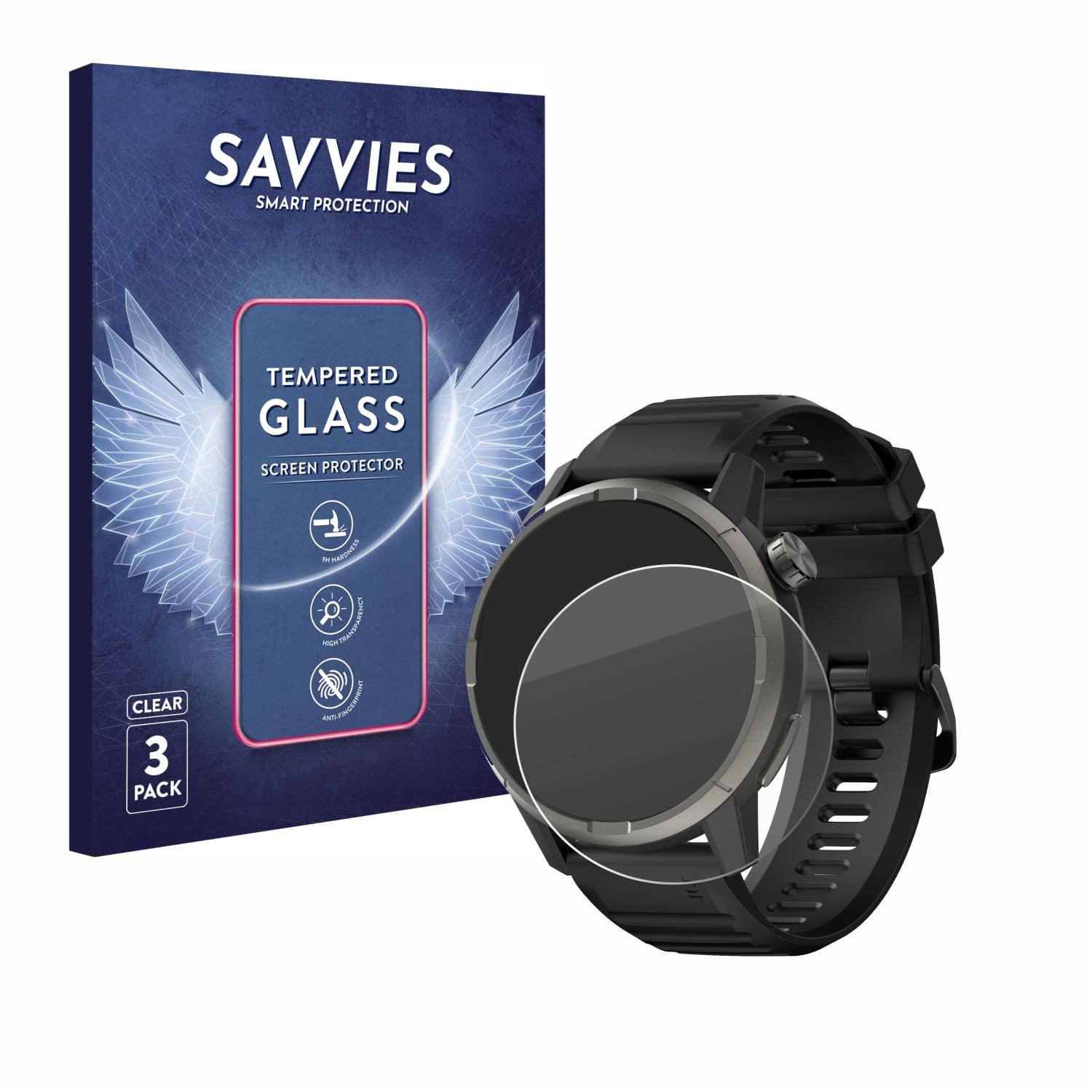 savvies Pellicola Vetro Temperato per Orologi (Circolare, ø: 37 mm) Protezione, Schermo Protettivo, Glass Durezza 9H