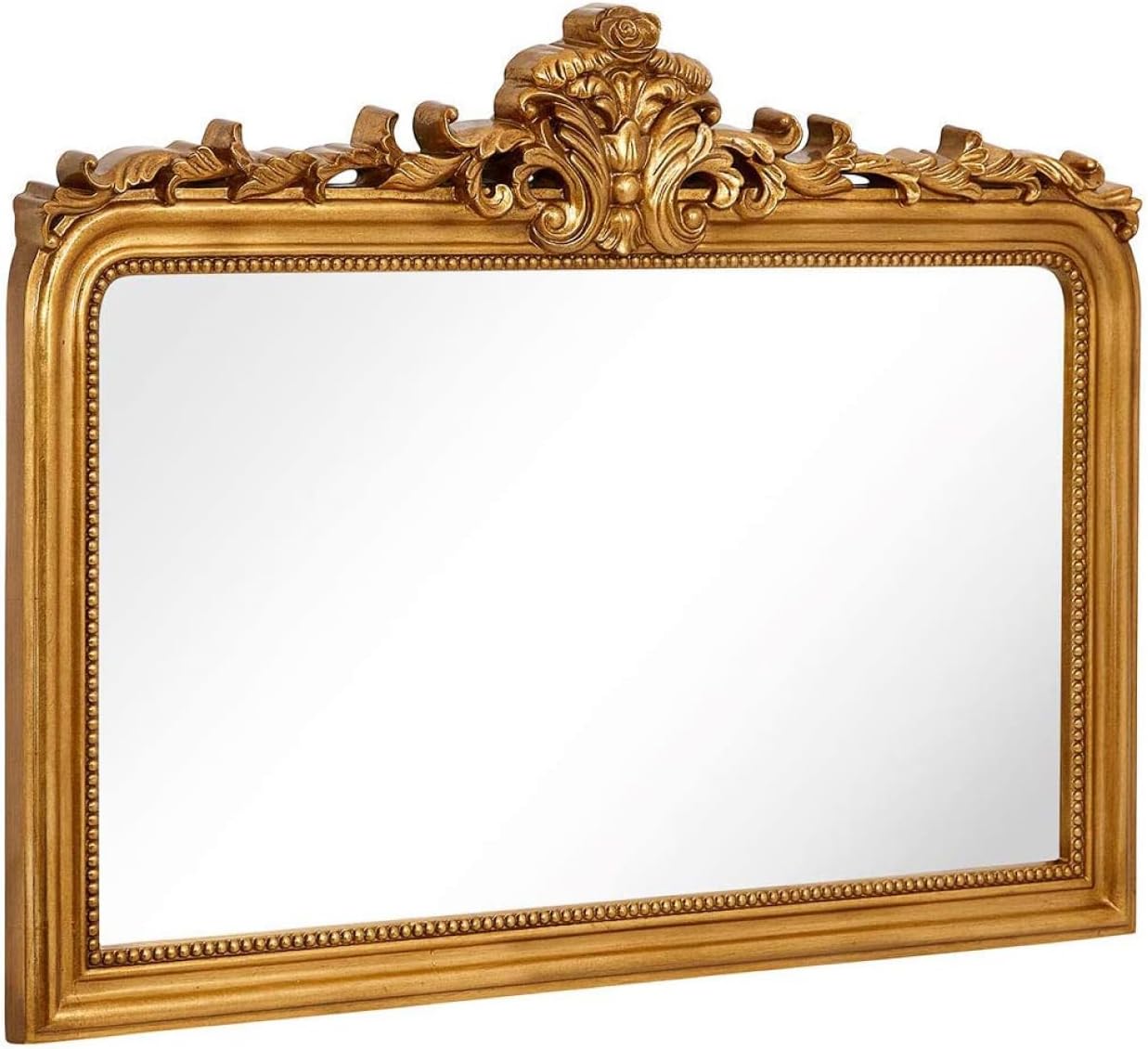 Hamilton Hills 30x40 Vintage Gold Mirror - French Baroque and Antique Arched Mirror for Wall Decor - Gold Bathroom Mirror - Ornate Entryway Mirrors for Wall - Decorative Vanity Mirror