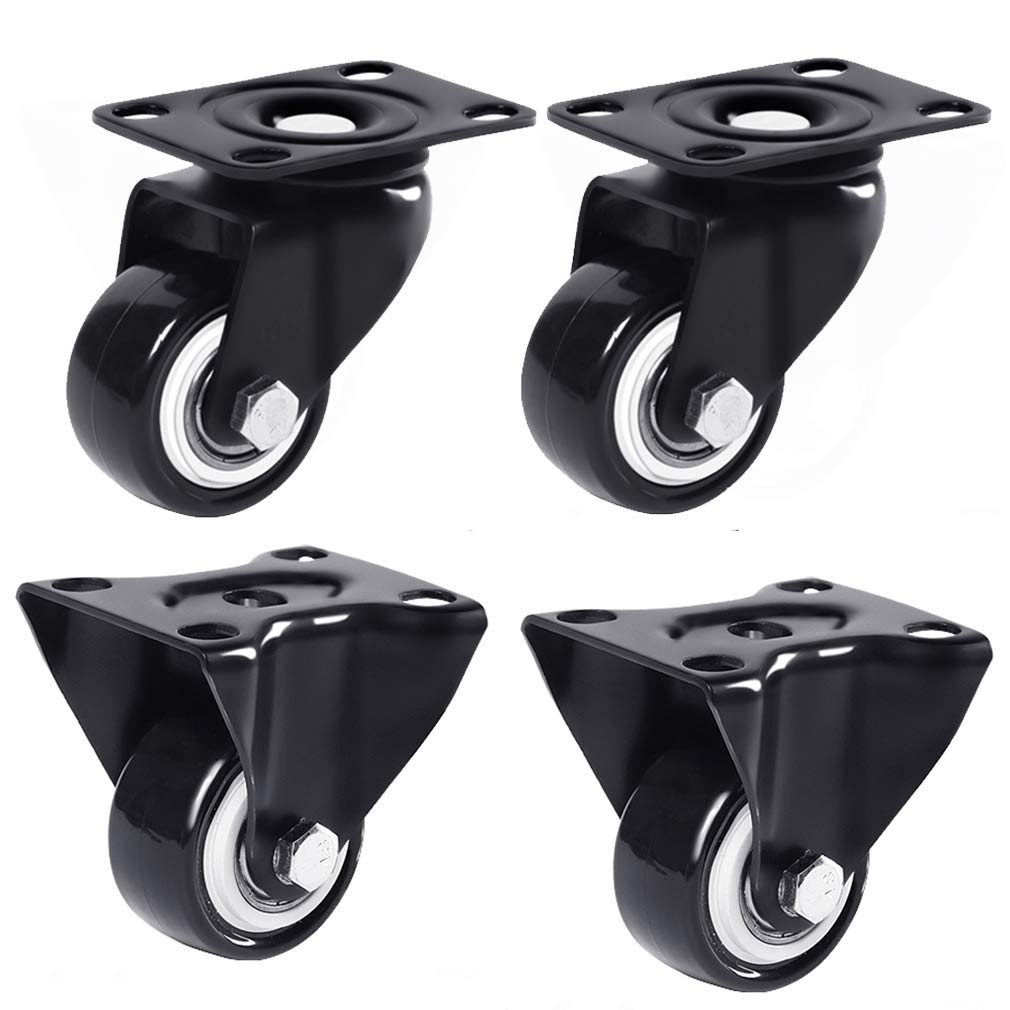 GYRAZXS Heavy-Duty Swivel Cs for Furniture 4-Pack Polyurethane Wheels 360° Rotating Plates Dual Bearing Black Design Ideal for Heavy Furniture Movement