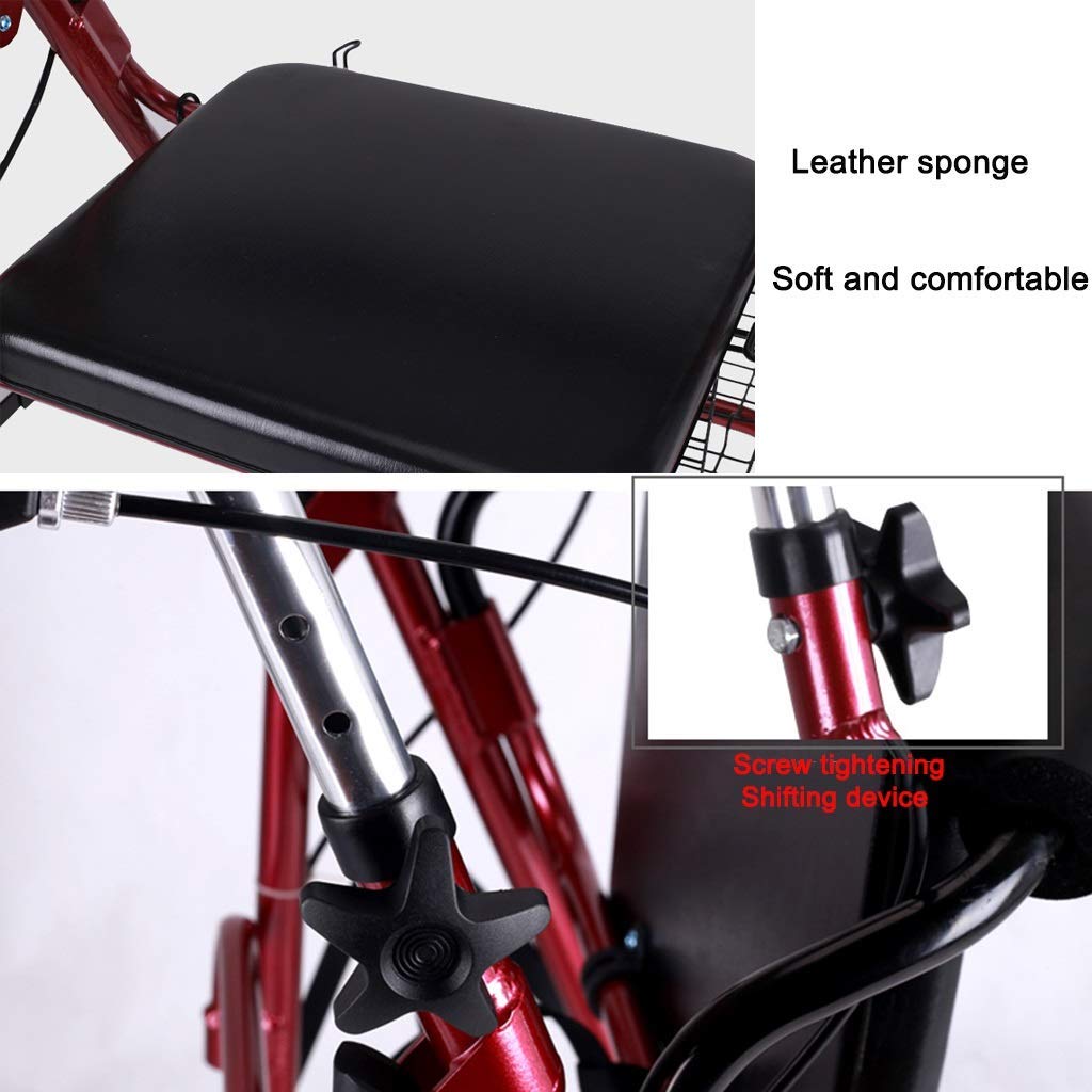 Deambulatori Deambulatore Andador Comodo Carrello Pieghevole per Anziani Walker in Lega di Alluminio Multi-Funzione Walker a Quattro Ruote Deambulatore Standard Walkers Comfortable Anniversary