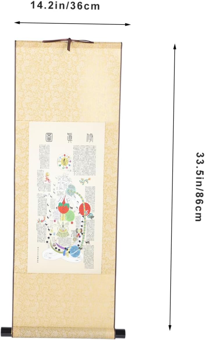 Zerodeko Wall Scroll Chinese Style Ornaments Acupuncture Chart Human Body Picture Scroll Traditional Diagram