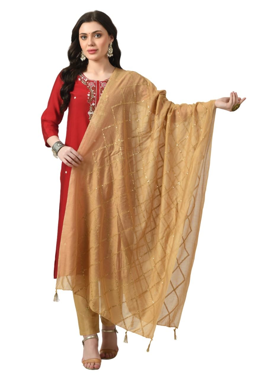a r silk Women's Golden ChanderiSelf Degine Dupatta Chunnis(SC_ARS01053)-picture-15