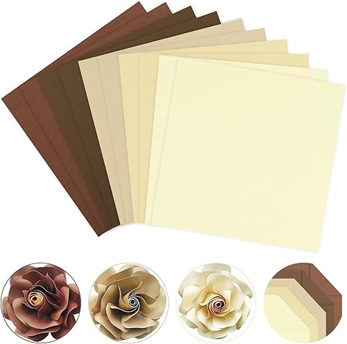 Whaline 50 hojas de 12 x 12 pulgadas de color marrón surtido, 5 tonos tierra, papel de álbum de recortes de núcleo sólido para manualidades,
