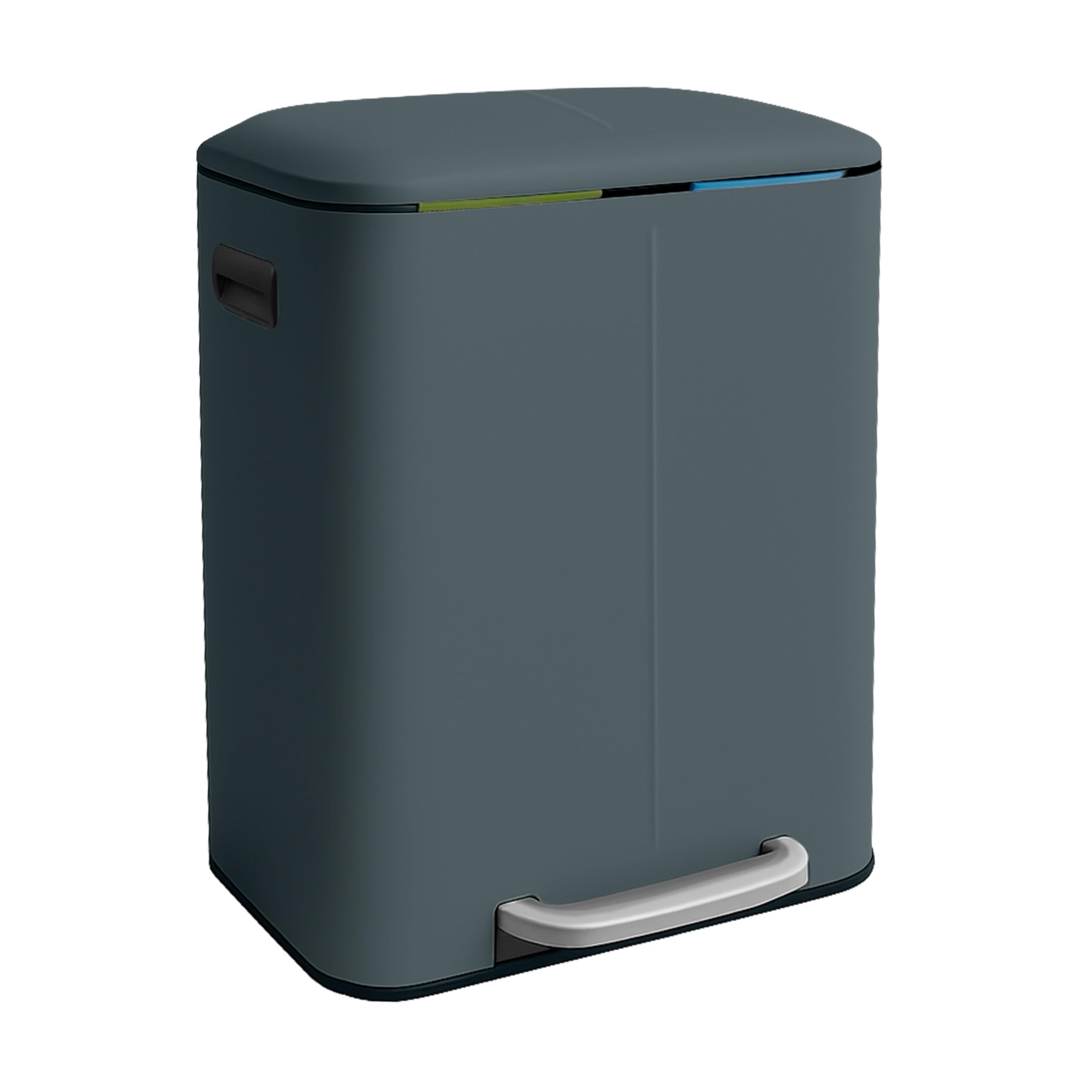 Relaxdays Kitchen Waste Bin with 2 Compartments, Removable Buckets, Soft Close, Foot Pedal, Metal, 2x20L, Grey, 60x44.5x