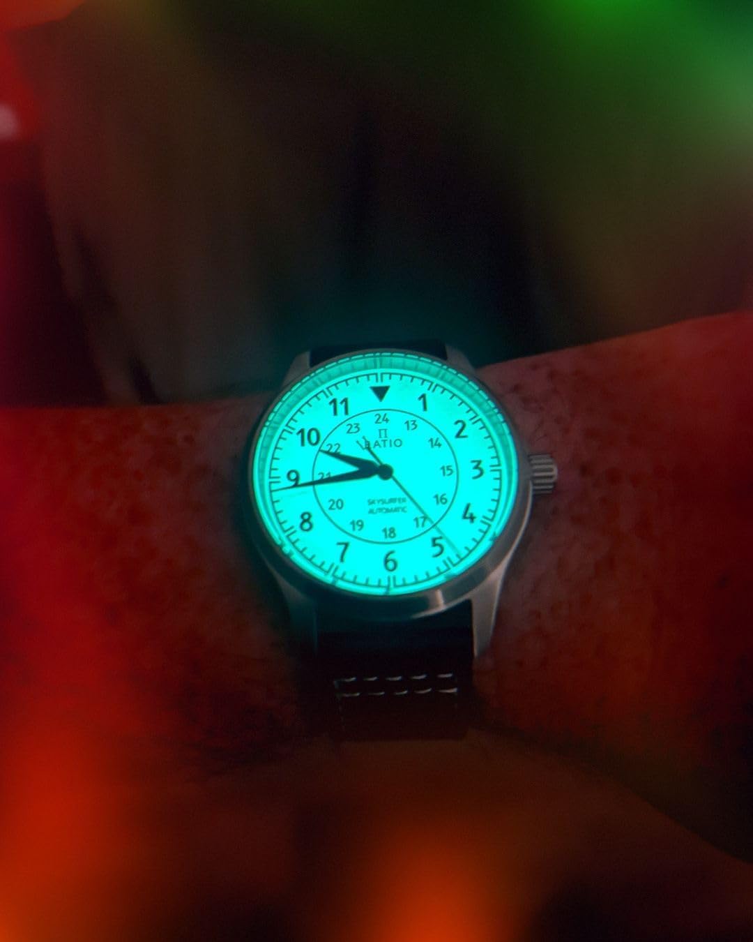 RATIO Pilot Style Watches Analog Display Japanese Automatic 12/24 Hours Time Display 200M Water Resistant Casual wear Watch for Men