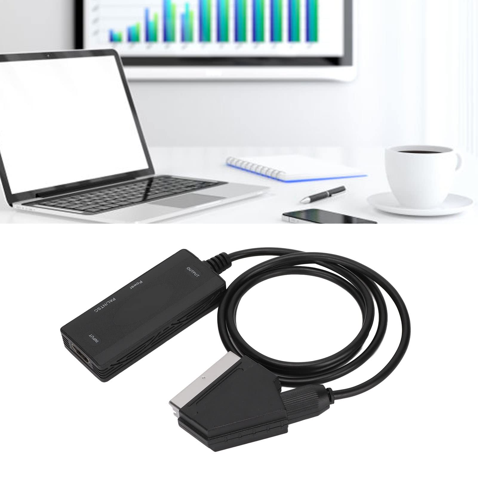 Convertitore da HDMI a SCART 1080P, Adattatore da HDMI1.3 a SCART 1080P, Adattatore Audio Video, Supporto Uscita NTSC/Pal per Proiettore Monitor HDTV, Lettore Dvd