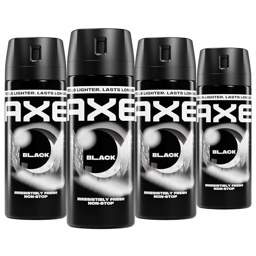 AXE Body Spray 4 Count Black 48 Hour All Over Fresh Aluminum Free 2.9 oz