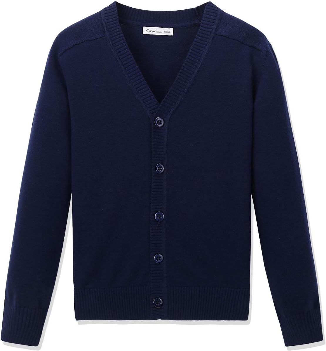 CUNYI Boys' Button-up Cardigan with Elbow Patches V-Neck Cotton Knit Sweater Casual Outerwear - Image 2