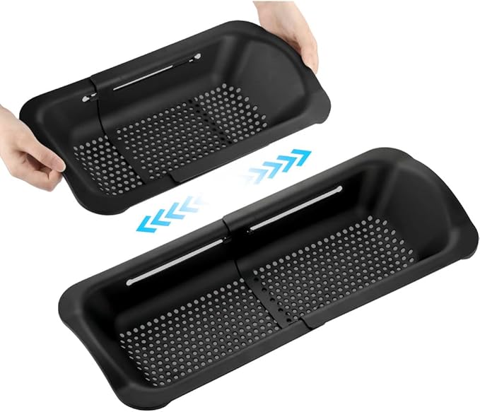 Cestello Scolapasta Estensibile Per Lavello - Acciaio Inox Con Manici In Gomma, Da 34 A 55 Cm - Foto 4