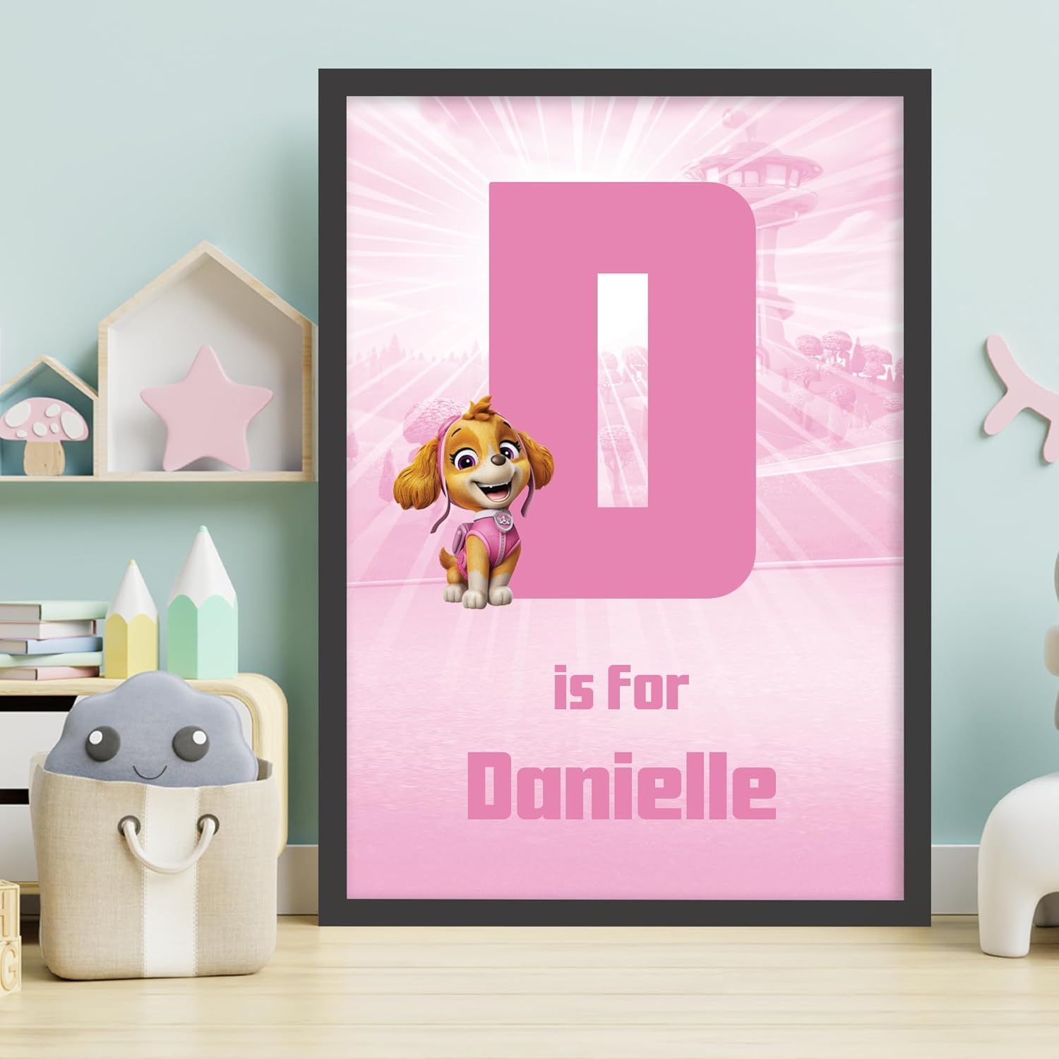 Themed Paw Patrol Print - Skye Letter and Name Personalised Poster Wall Art (29.7cm x 42cm - A3)