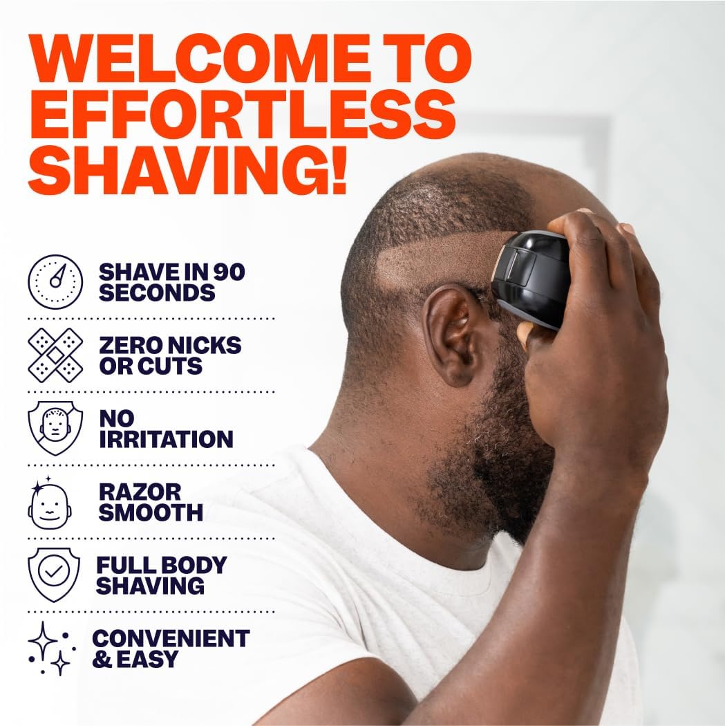 Freebird Electric Head & Body Hair Shaver - Mens Cordless Waterproof Razor with Rotary Blades (FlexSeries, Shaver Kit + One Blade Refill)