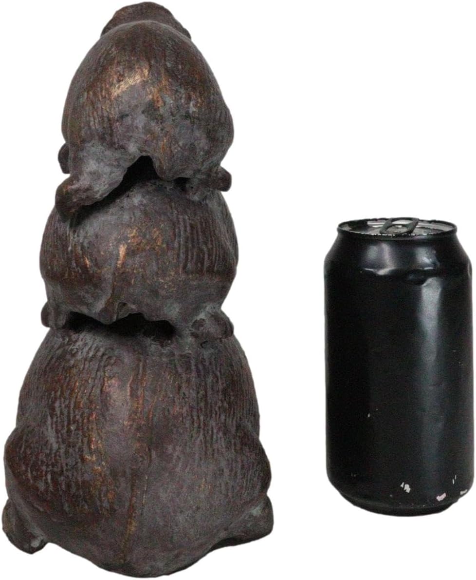 Ebros Gift Cast Iron Whimsical Animal Tiki Totem Spirit Acrobatic Stacked Hedgehog Trio Garden Statue 9.5" Long Rustic Fable Hedgehogs Patio Pool Lawn Outdoors Decorative Sculpture