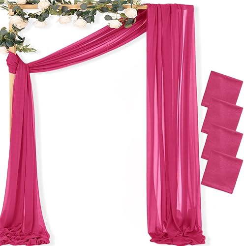 Miniatura 8 de MLMC 2 paneles de tela de terracota para arco de boda, 29 x 6.6 yardas, cortinas de gasa extralargas transparentes de 20 pies, paneles de cortina