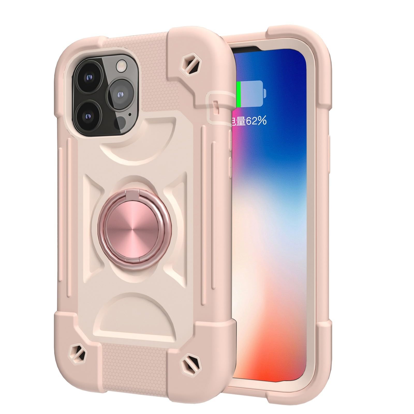 Coque iPhone 14 Pro silicone de qualité supérieure dos rigide or rose - 8
