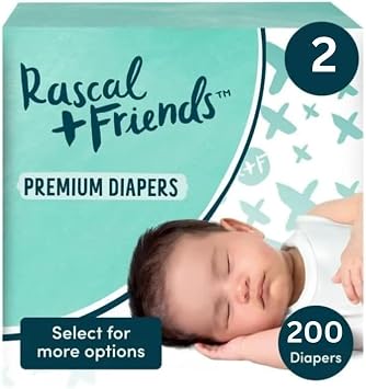 Rascal + Friends Premium Diapers, Size, 2, 200, Count