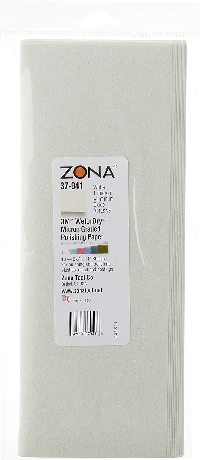 Zona 37-941 3M Wet/Dry Polishing Paper, 8-1/2-Inch X 11-Inch, 1 Micron, Pale ...