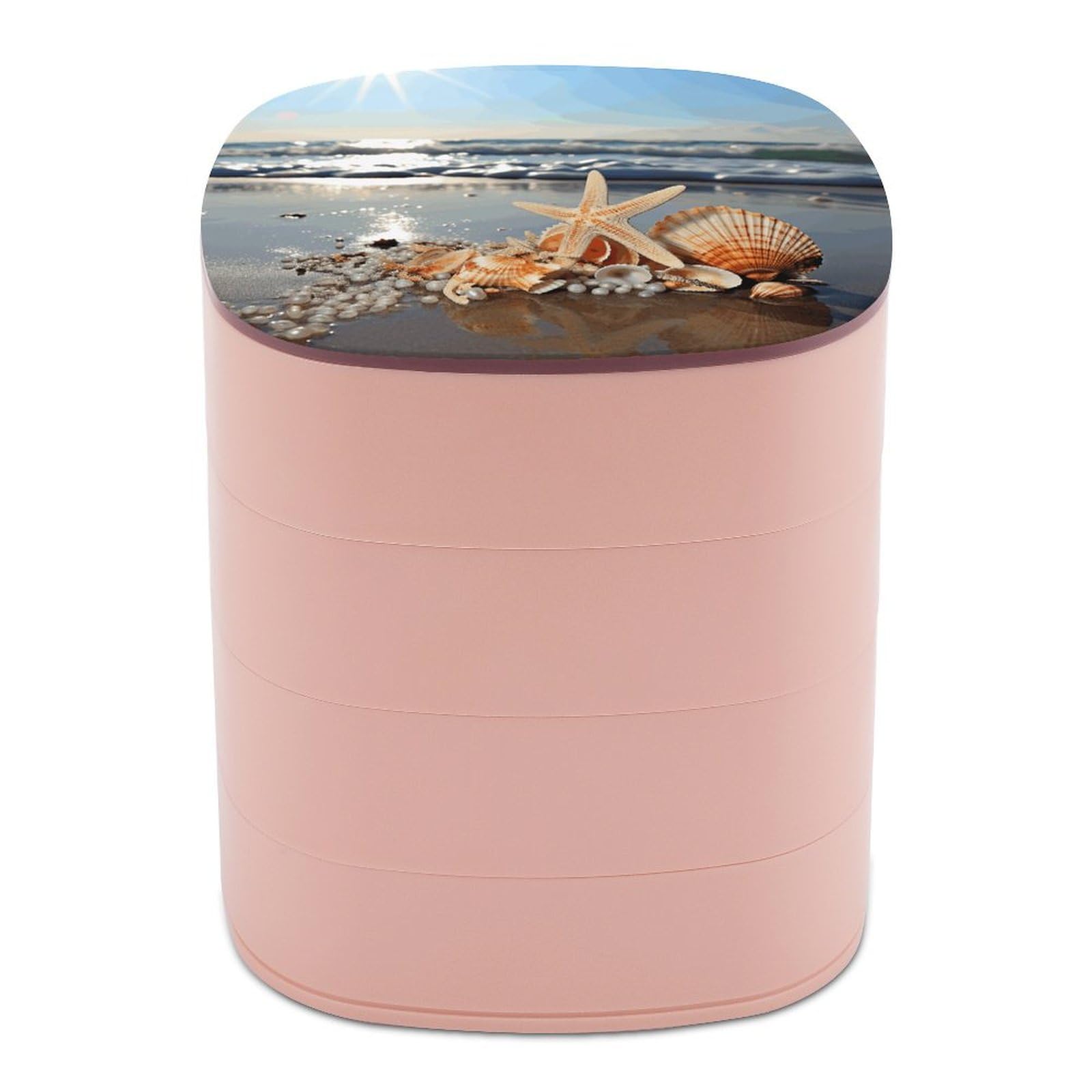 Boîte à bijoux pour collier et coiffeuse ambiance coquillages sur la plage