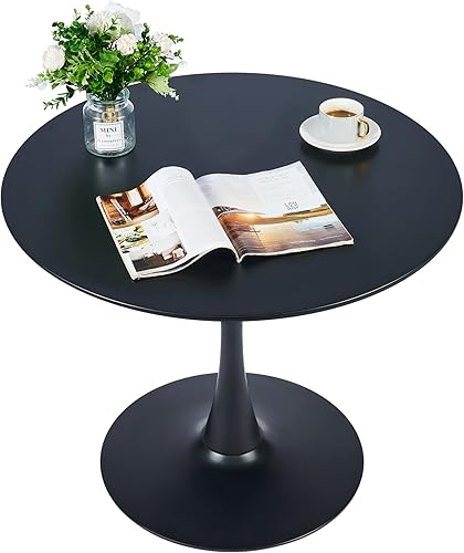 Miniatura 13 de VONLUCE Mesa de comedor cuadrada moderna para 2 y 4 personas, mesa de comedor pequeña de cocina con pedestal de 32 pulgadas, estilo de mediados de
