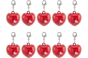 10pcs Heart Collar Bells for Cat Dog, Red Heart Jewelry Bell Charms...