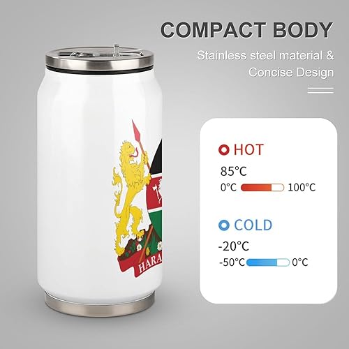 Miniatura 3 de Kenya - Taza de café helado con tapa y pajita, vaso de acero inoxidable, taza de viaje aislada