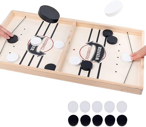 Juego de disco grande y rápido con tirachinas de hockey, juegos de mesa de madera grandes, divertido juego de mesa ganador para fiesta, batalla de