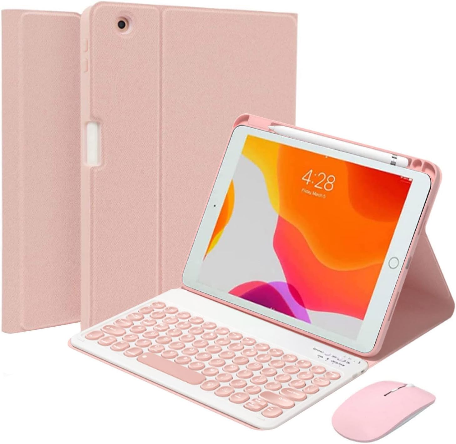 Keyboard Case with Mouse for iPad 9.7 inch 2018 (6th Gen) / iPad 2017 (5th Gen) / iPad Air 2/1, Bluetooth Magnetic Detachable Round Keys Keyboard with Slim Smart Protective Cover, DrakGreen