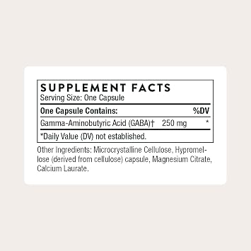 THORNE - PharmaGABA-250 - GABA Supplement - 250 mg Natural Source Gamma-Aminobutyric Acid - Promotes a Calm, Relaxed, Focused State of Mind* - 60 Capsules
