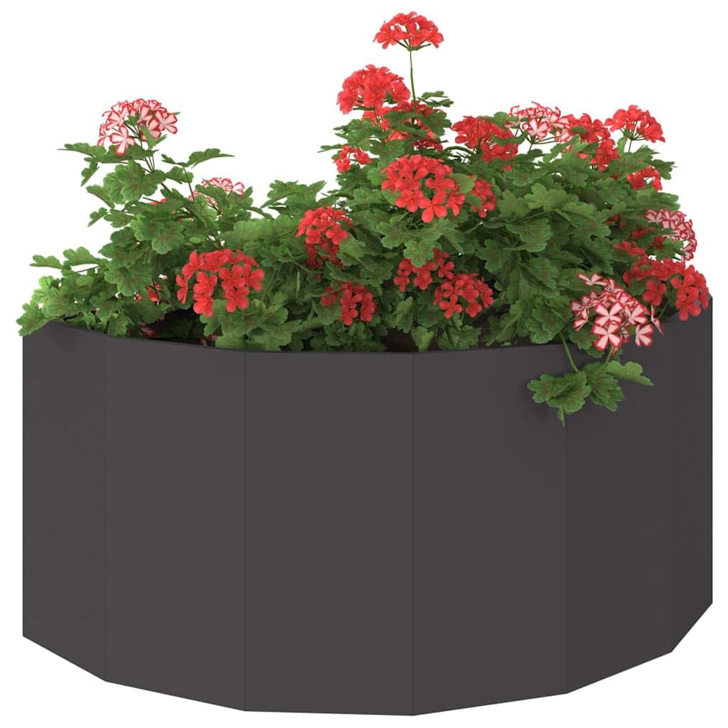 Moderner Halbrunder Pflanzkübel aus Stahl, 120 x 60 x 50 cm, schwarz für Garten und Terrasse