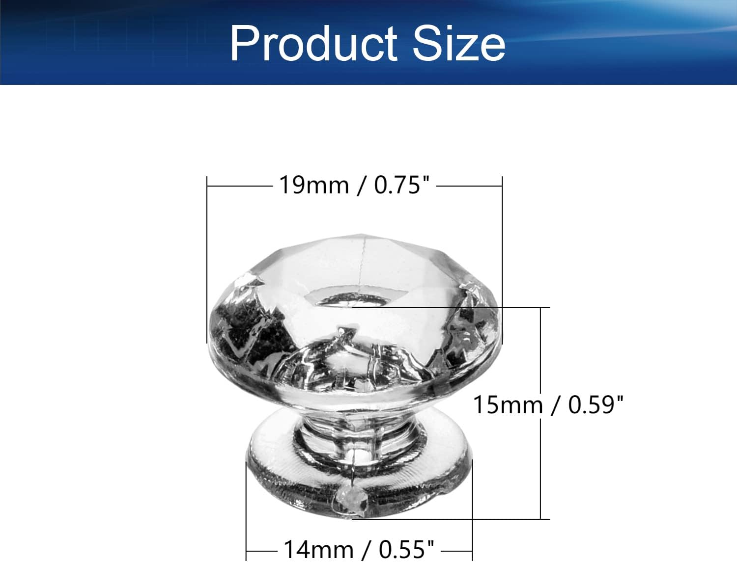 Yinpecly 6PCS Self Adhesive Cabinet Pull Handle, Mini Acrylic Pull Knobs, Tiny Pull Handle 19mm Diameter, Self Stick No Drilling Clear Acrylic for Jewelry Box, Gift Case and Makeup Box