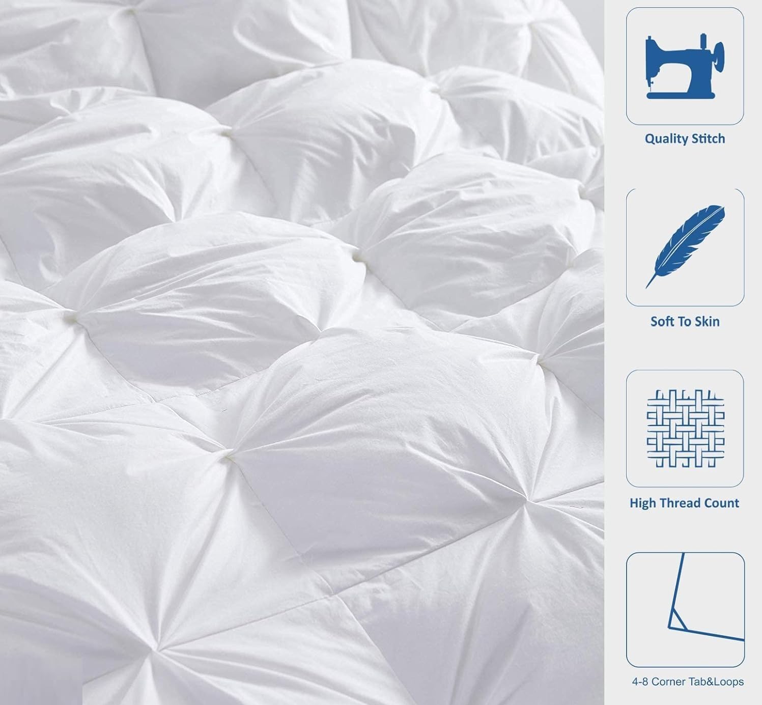 Gold Down Alternative Pinch Pleated Comforter- Eastern King Size 118 x 110 Inches 1 Piece All-Season Duvet Insert, 500 GSM with Corner Tabs 100% Egyptian Cotton- (Gold Solid)