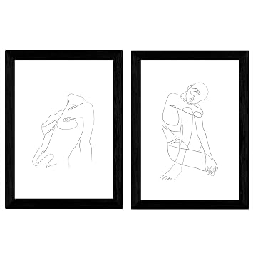 nacnic Prints Naked Woman Sitting & Standing - Set of 1 - Unframed 8x11 inch Size - 250g Paper. Black&White