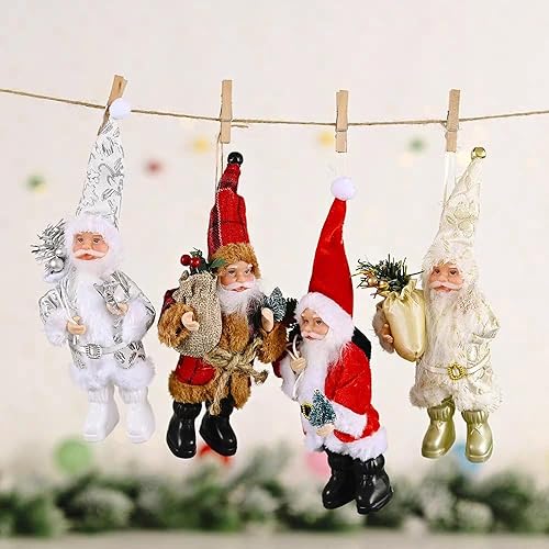 Miniatura 5 de BFYDOAA Figuras de Papá Noel de 10 pulgadas, colección en miniatura, colgante de Papá Noel para árbol de Navidad, chimenea, centros de mesa
