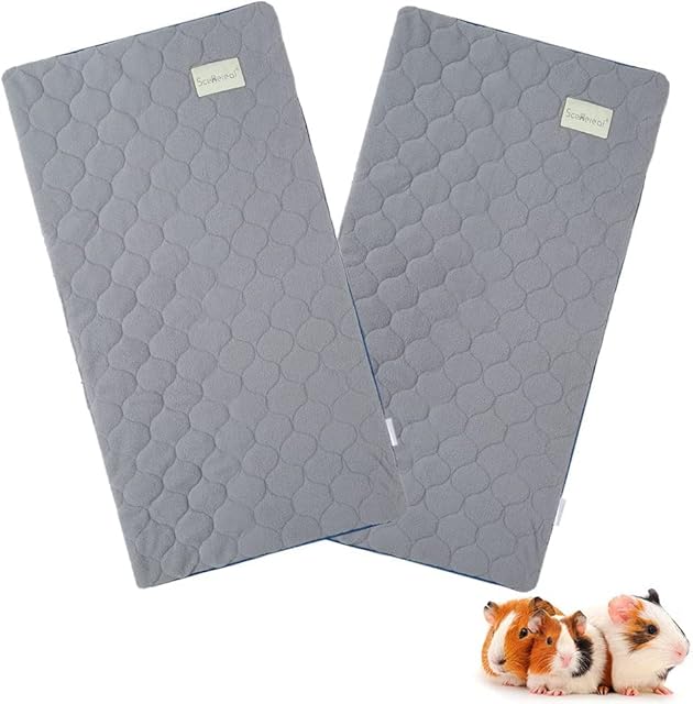 Scenereal Guinea Pig Cage Liner, Fleece Liner 2 Pack - Strong Water Absorption Reusable Washable Pee Pads, Soft and Comfortable Mat for Small Animals Chinchillas Rabbits Hamster Bunny