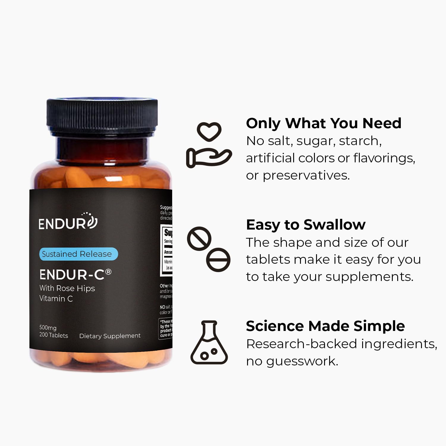 ENDUR-C® Sustained Release Vitamin C 500mg with Rose Hips, 200 Tablets — Amazon image 5