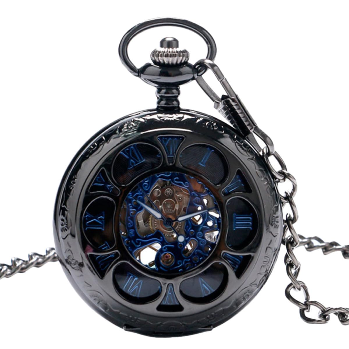 INOOMP Reloj de Bolsillo Mecánico Retro Números Romanos y Estructura Resistente, Diseño Vintage Portátil para Uso Diario