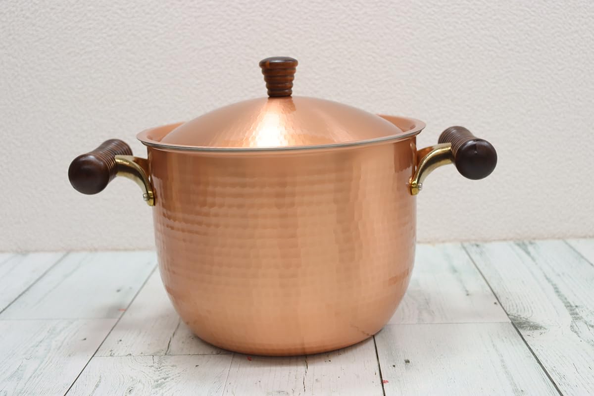銅製 寸胴鍋，新光堂銅鍋深型両手鍋 22セン チ 新光金属 卓上鍋 26cm 純銅製 手打ち 燕市 プロ 銅鍋 職人技 両手鍋
