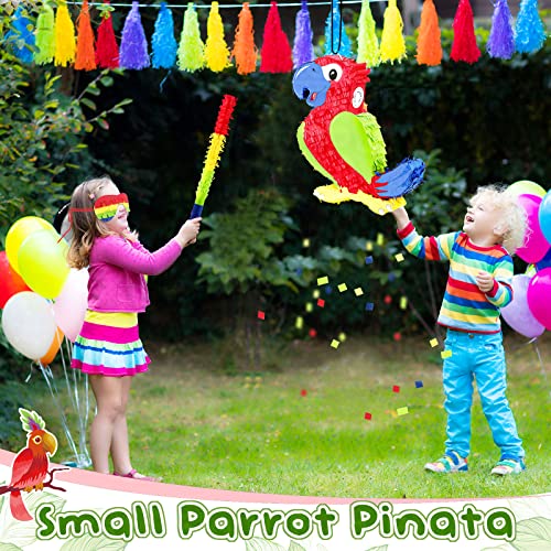 Parrot Pinata Tropical Bird Pinata With Stick Blindfold Confetti Set For Kids Pirate Birthday Party Gaming Theme Pets Party Holiday Celebration Supply #TOP5