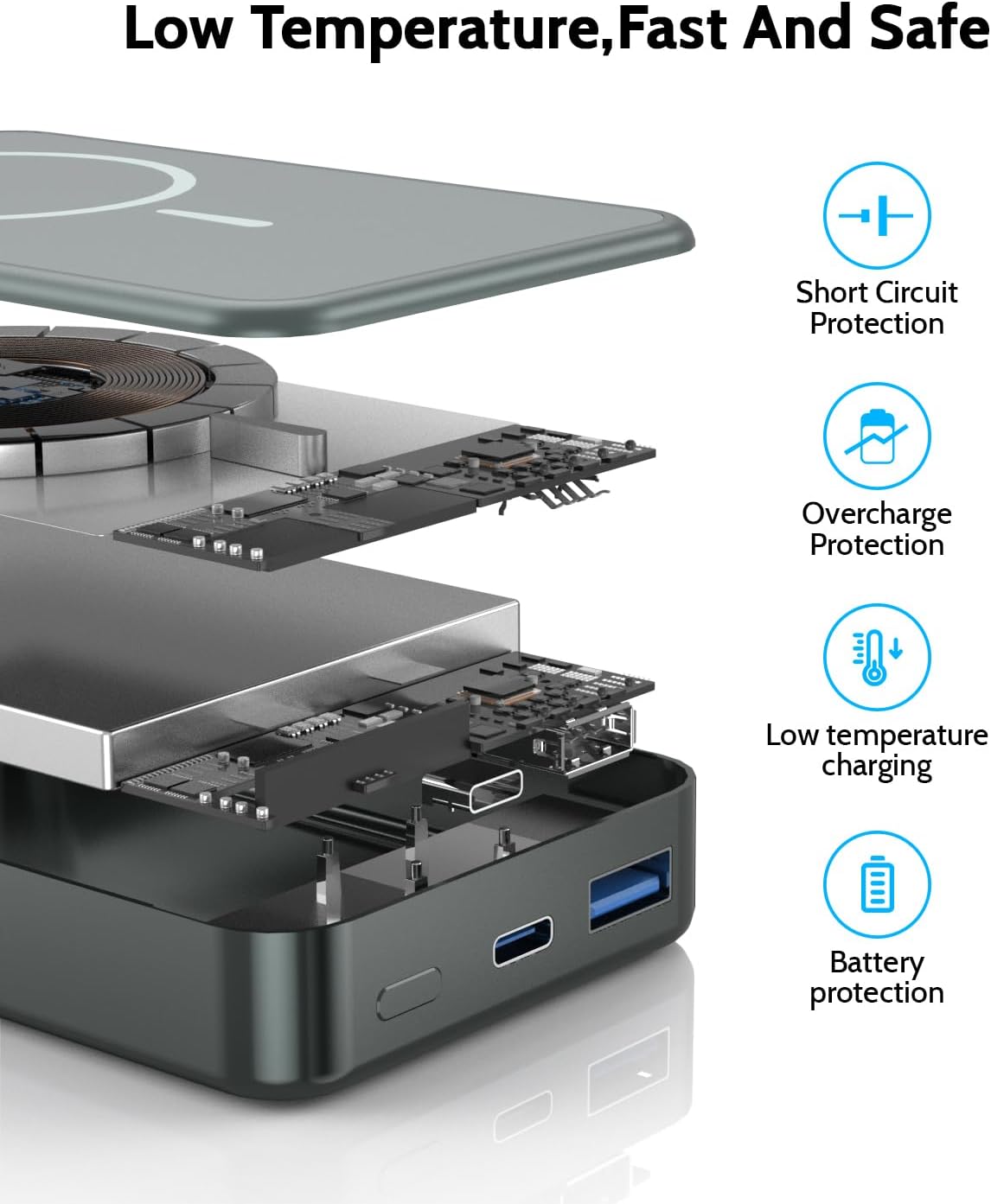 Magnetic Portable Charger for Magsafe Power Bank, 26800mAh 20W PD Large Capacity Aluminum Alloy USB-C in&Out Wireless Fast Charging Battery Pack for iPhone 17Pro Max/16/15/14/13/12 Series, Silver Gray