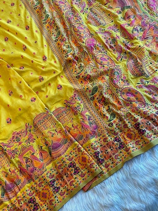 Image of SWORNOF Women's kanjivaram banarasi silk saree Zari Woven for festival Wedding silk with rich pallu Design sarees for women with Unstitched blouse piece