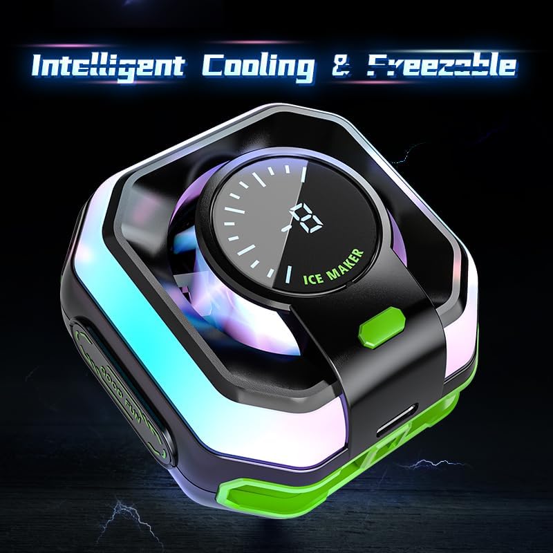 Image of EDNITA Phone Cooler Instant Frost Mobile Cooler with AI Cooling Mode, Real-Time Temperature Display, 1 Button Control, RGB Lighting, Magnetic /Clip Mount /Metal Plate, Ultra-Quiet Fan for Phone /Tablet