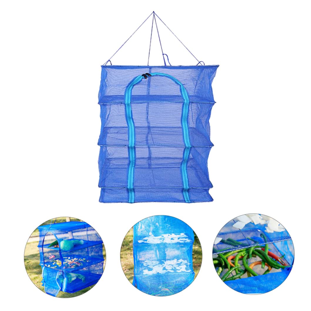 4 strati asciugabili pieghevoli piatti di pesce vegetale in rete verdure a secco a secco, 35 * 35 * 65 cm Piccolo di stoccaggio di verdure per per la stagno di pesca da pesca Pro Pro