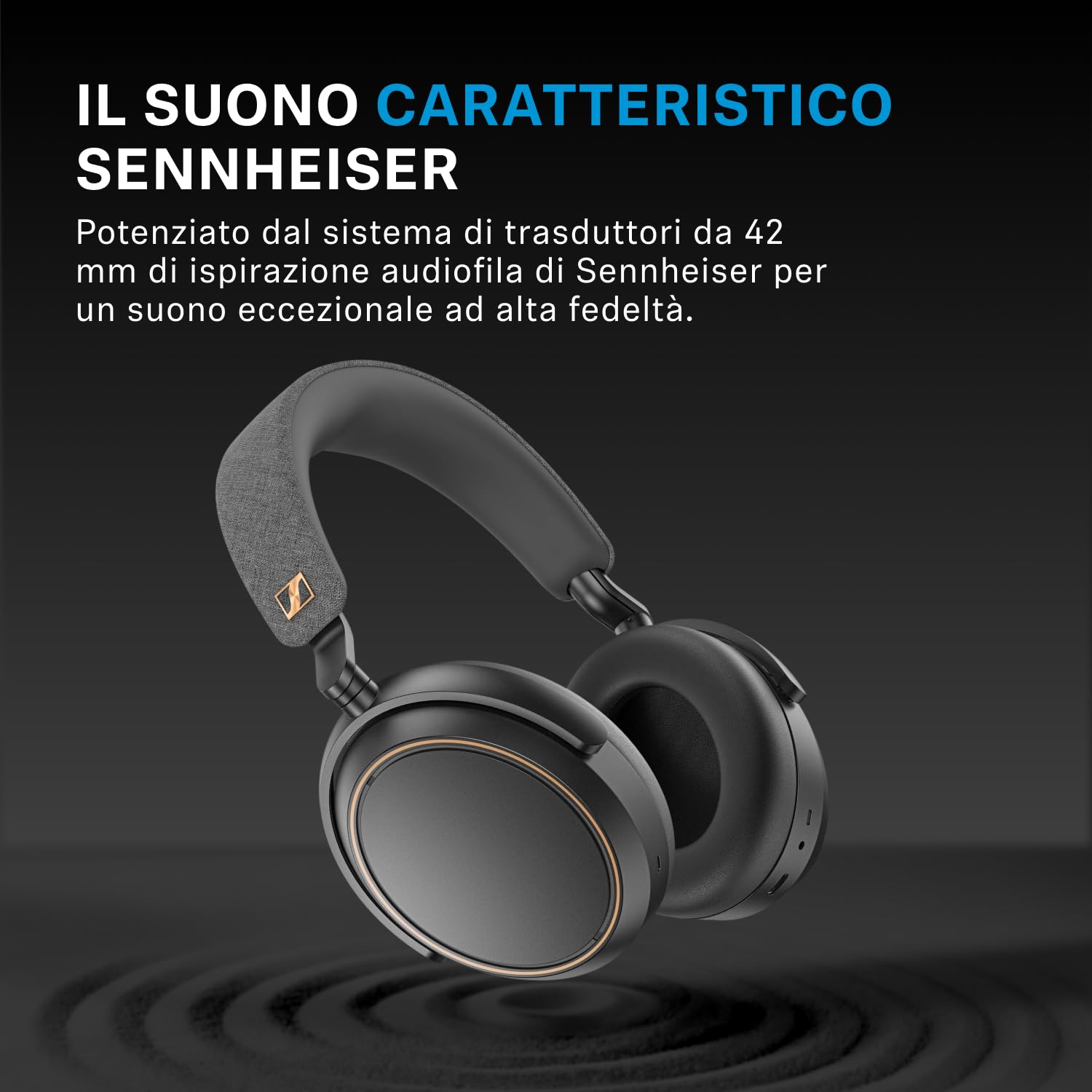 Sennheiser MOMENTUM 4 Wireless Special Edition: Bluetooth per telefonate cristalline con cancellazione adattiva del rumore, 60 h di autonomia e design pieghevole leggero, Nero/Rame - Vista 3