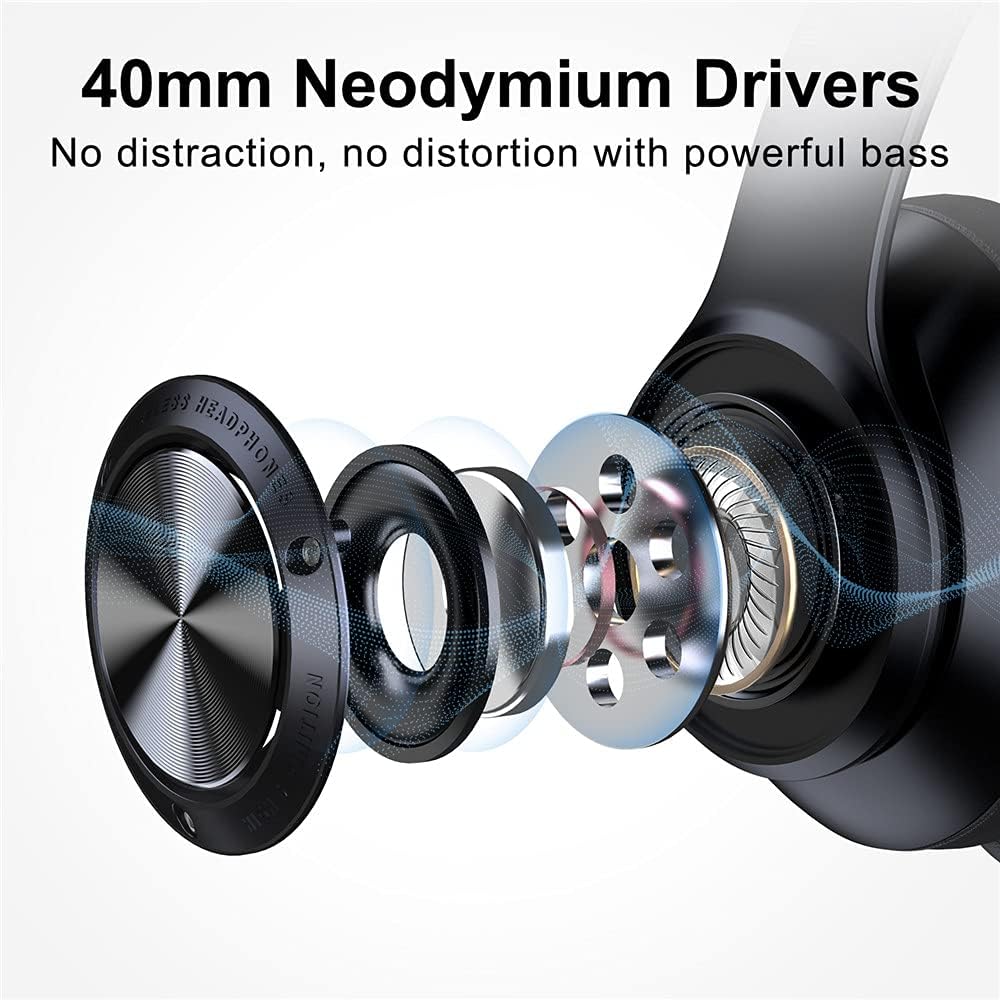 Get Special Price Picun Bluetooth Headphones 100 Hours Wireless Gaming Headphones Over Ear Low Latency Stereo Deep Bass, Built-in Microphone, Foldable Adjustable Wired/Wireless Headset for Phone/TV/PC Kids Teens Adults