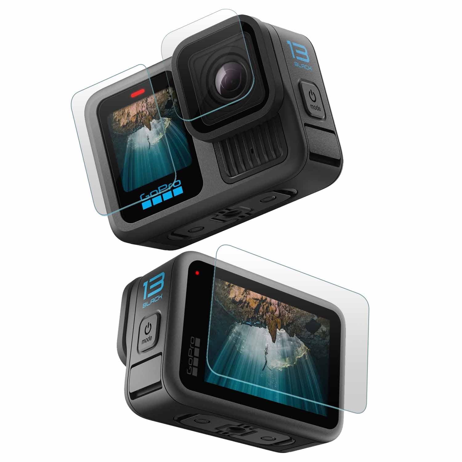 POPIO Military-Grade Gorilla Tempered Glass for Gopro Hero 13 Action Camera (Transparent) Edge-To-Edge Protector Full Screen Coverage With Installation Kit, Complete Set Of 3 Glass