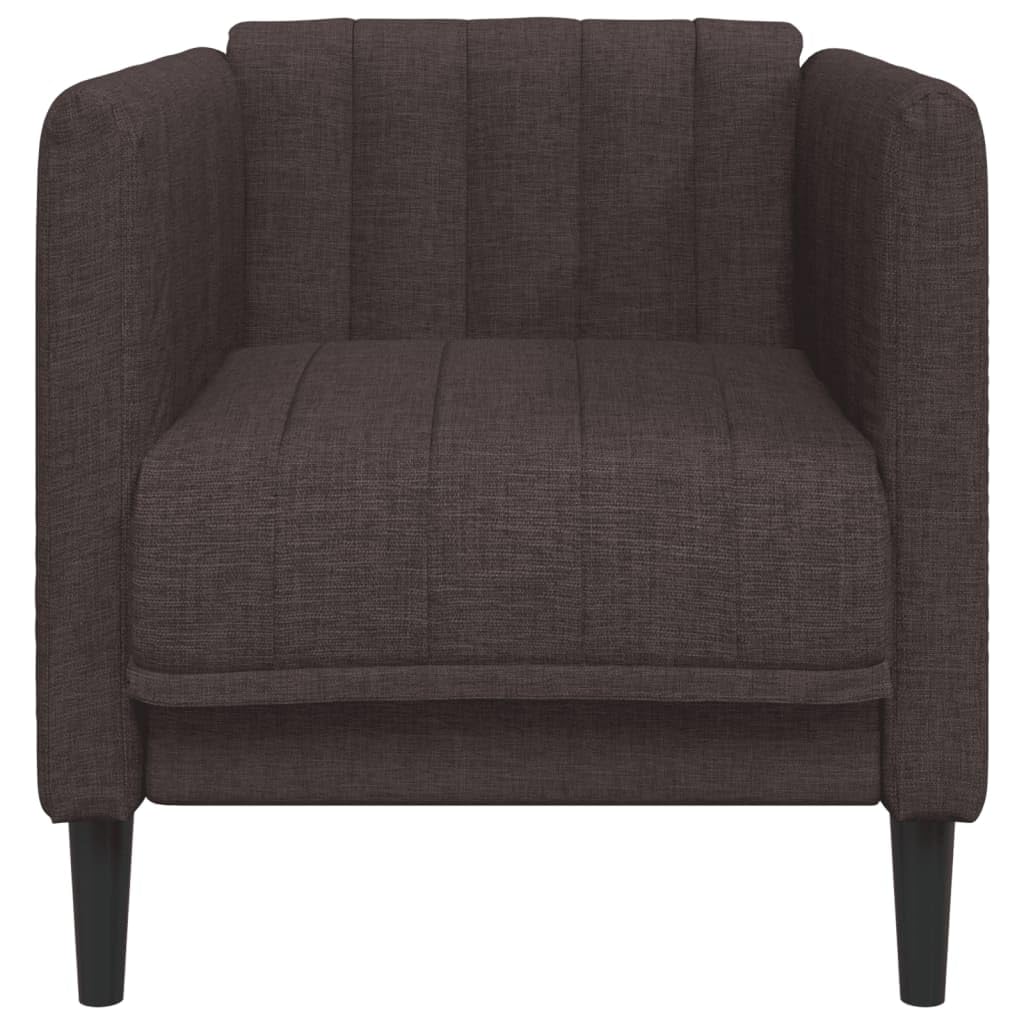 Sillón de tela marrón oscuro, 69 x 76,5 x 74,5 cm, sillón para salón, cómodo sillón tapizado con patas de madera maciza, asiento cómodo para el hogar