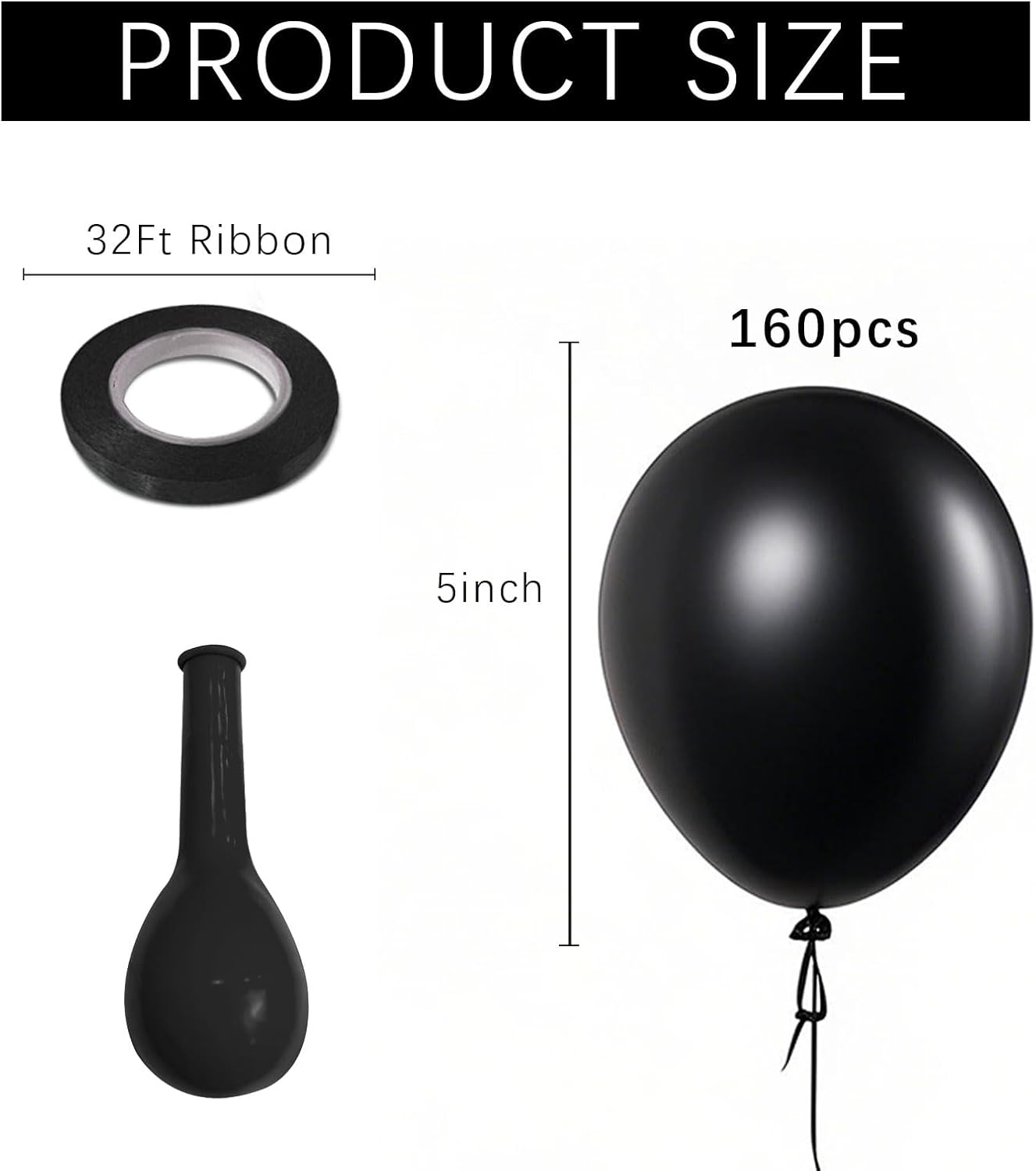 Black Balloons Party Decorations 160 Pack 5 inch Round Halloween Latex Balloons for Black Themed Wedding Graduation Anniversary Birthday Party Backdrop Decorations - Image 2